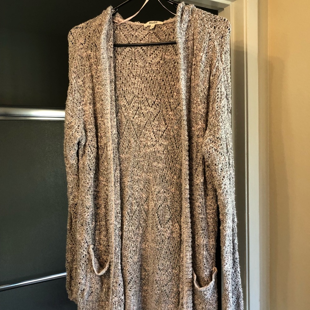 MUDD hooded crochet cardigan